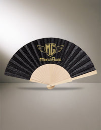 Abanico de madera con tela glitter personalizado