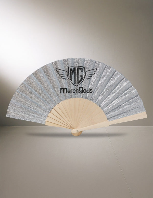 Abanico de madera con tela glitter personalizado – foto 3